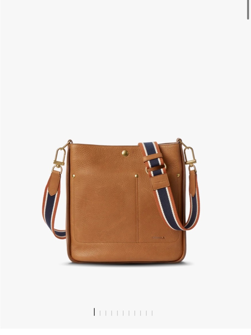 Shinola Pocket Crossbody Bag with Striped Navy & White Strap